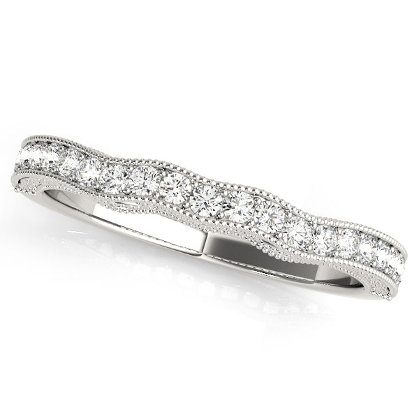 Curved Milgrain Half Eternity Ring in Gold & Platinum