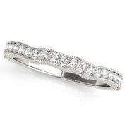 Curved Milgrain Half Eternity Ring in Gold & Platinum