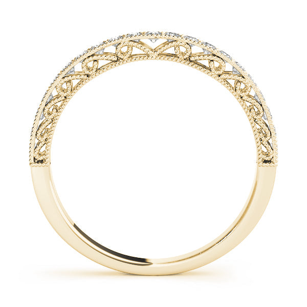 Curved Milgrain Half Eternity Ring in Gold & Platinum