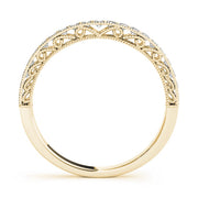 Curved Milgrain Half Eternity Ring in Gold & Platinum