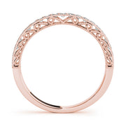 Curved Milgrain Half Eternity Ring in Gold & Platinum