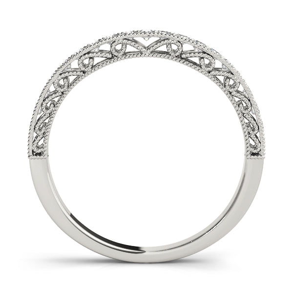 Curved Milgrain Half Eternity Ring in Gold & Platinum