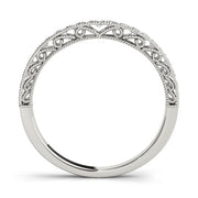 Curved Milgrain Half Eternity Ring in Gold & Platinum