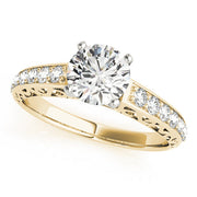 Graceful Antique Round Diamond Engagement Ring in 10K/14K gold and platinum with certified lab-grown or natural diamonds