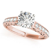 Graceful Antique Round Diamond Engagement Ring in 10K/14K gold and platinum with certified lab-grown or natural diamonds