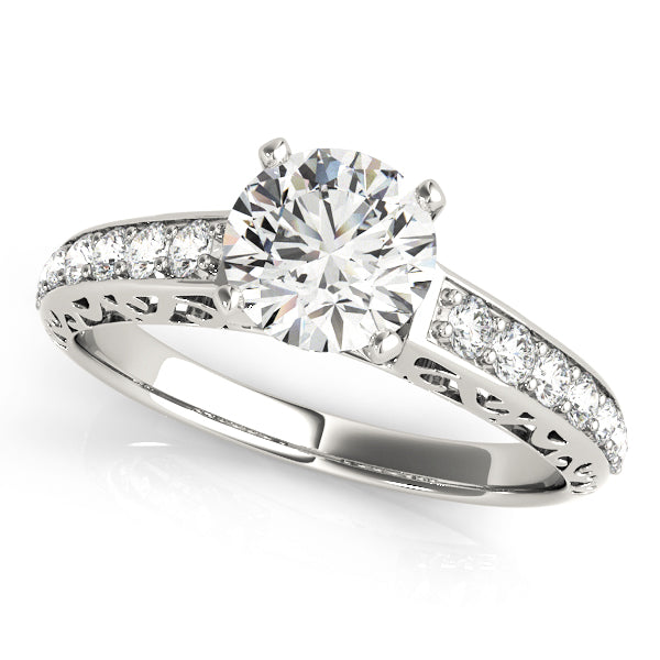 Graceful Antique Round Diamond Engagement Ring in 10K/14K gold and platinum with certified lab-grown or natural diamonds