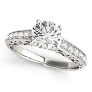 Graceful Antique Round Diamond Engagement Ring in 10K/14K gold and platinum with certified lab-grown or natural diamonds
