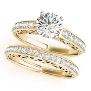 Graceful Antique Round Diamond Engagement Ring in 10K/14K gold and platinum with certified lab-grown or natural diamonds