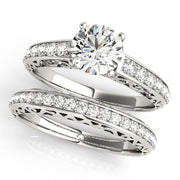 Graceful Antique Round Diamond Engagement Ring in 10K/14K gold and platinum with certified lab-grown or natural diamonds