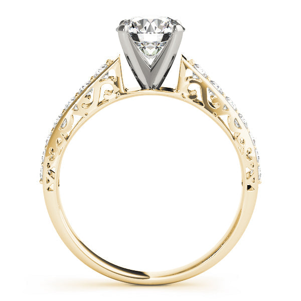 Graceful Antique Round Diamond Engagement Ring in 10K/14K gold and platinum with certified lab-grown or natural diamonds
