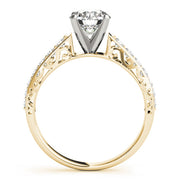 Graceful Antique Round Diamond Engagement Ring in 10K/14K gold and platinum with certified lab-grown or natural diamonds