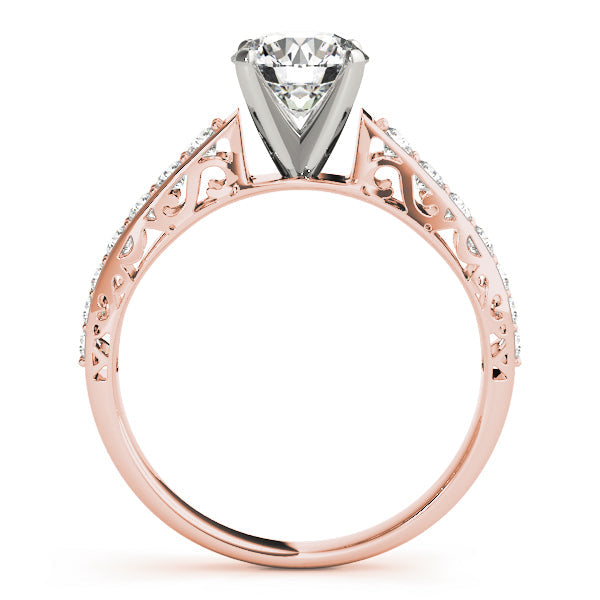 Graceful Antique Round Diamond Engagement Ring in 10K/14K gold and platinum with certified lab-grown or natural diamonds