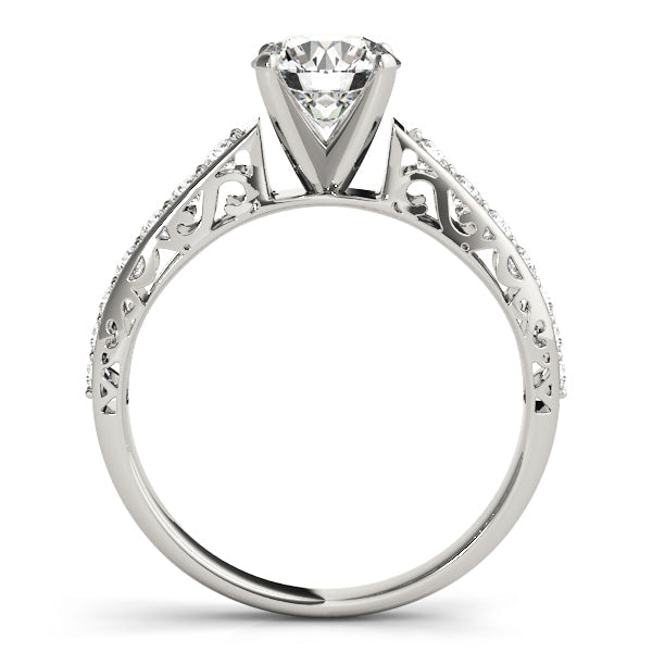Graceful Antique Round Diamond Engagement Ring in 10K/14K gold and platinum with certified lab-grown or natural diamonds
