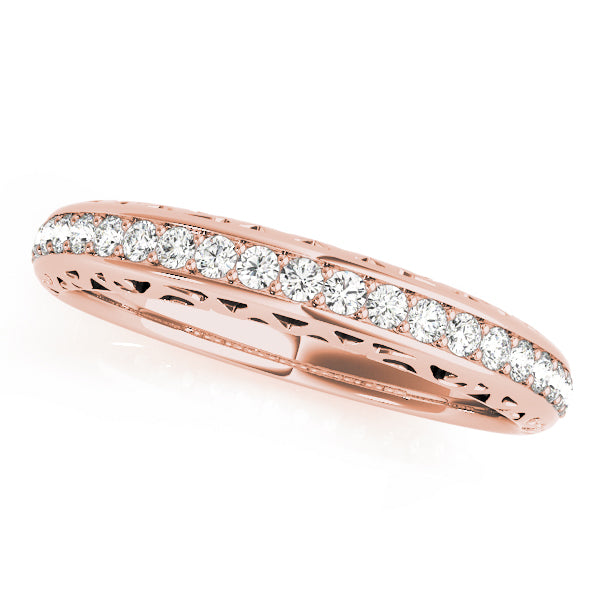 Vintage Prong in Channel Half Eternity Ring in Gold & Platinum