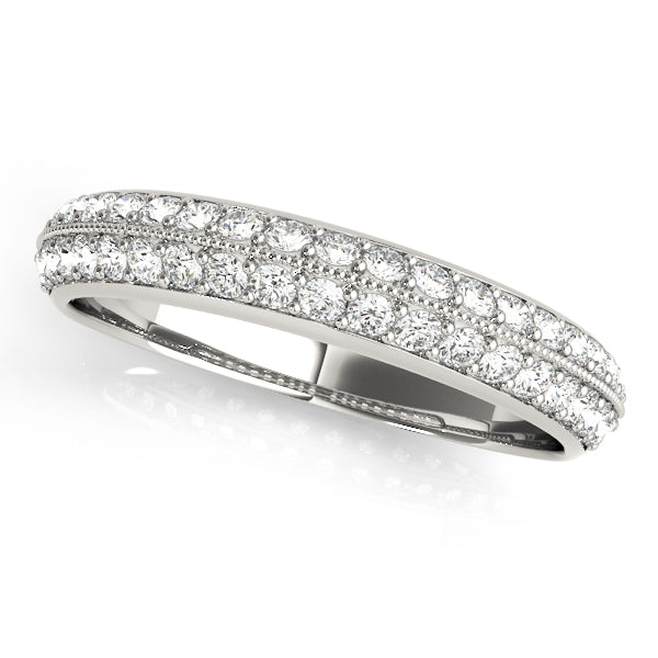 Pave Half Eternity Ring in Gold & Platinum