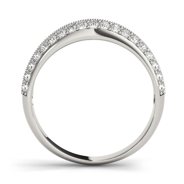Pave Half Eternity Ring in Gold & Platinum