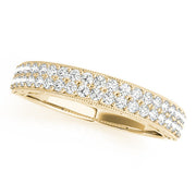 Multirow Pavé Milgrain Wedding Half Eternity Ring in 10K/14K gold and platinum with certified lab-grown or natural diamonds