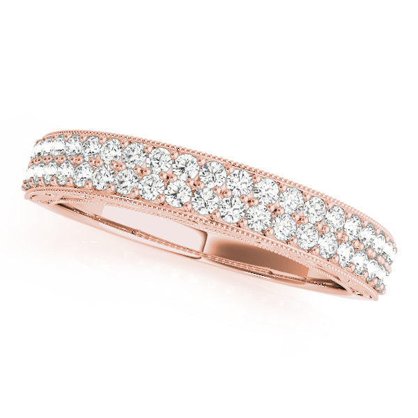 Multirow PavÃ£Â© Milgrain Wedding Half Eternity Ring in Gold & Platinum