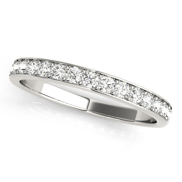 Prong-in-Channel Wedding Half Eternity Ring in Gold & Platinum