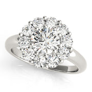 Sophisticated Halo Round Diamond Engagement Ring in 10K/14K gold and platinum with certified lab-grown or natural diamonds
