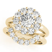 Sophisticated Halo Round Diamond Engagement Ring in 10K/14K gold and platinum with certified lab-grown or natural diamonds