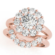 Sophisticated Halo Round Diamond Engagement Ring in 10K/14K gold and platinum with certified lab-grown or natural diamonds