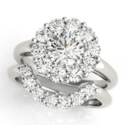 Sophisticated Halo Round Diamond Engagement Ring in 10K/14K gold and platinum with certified lab-grown or natural diamonds