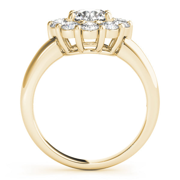 Sophisticated Halo Round Diamond Engagement Ring in 10K/14K gold and platinum with certified lab-grown or natural diamonds