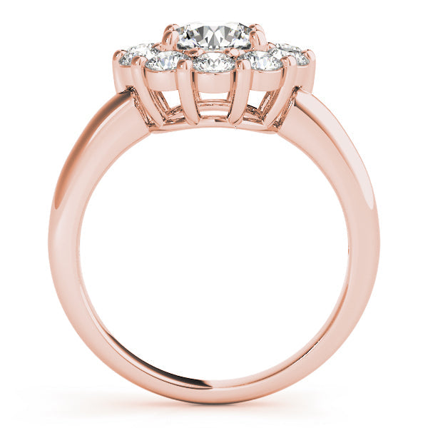Sophisticated Halo Round Diamond Engagement Ring in 10K/14K gold and platinum with certified lab-grown or natural diamonds