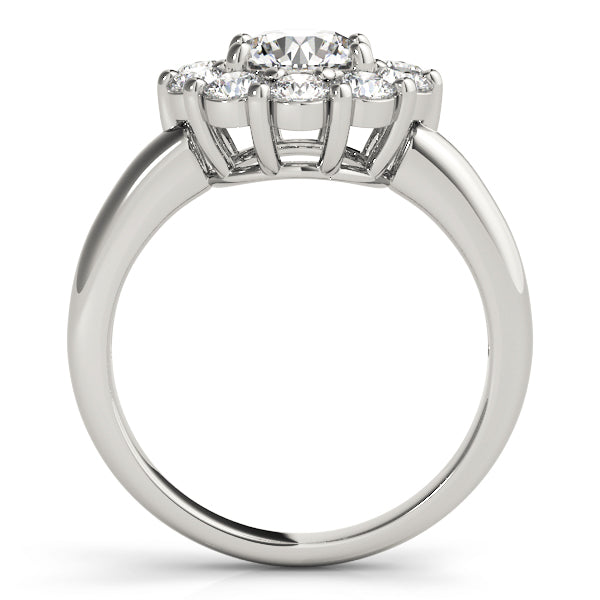 Sophisticated Halo Round Diamond Engagement Ring in 10K/14K gold and platinum with certified lab-grown or natural diamonds