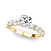 Vintage-Inspired 10 Stone Remount Round Diamond Engagement Ring in 10K/14K gold and platinum with certified lab-grown or natural diamonds
