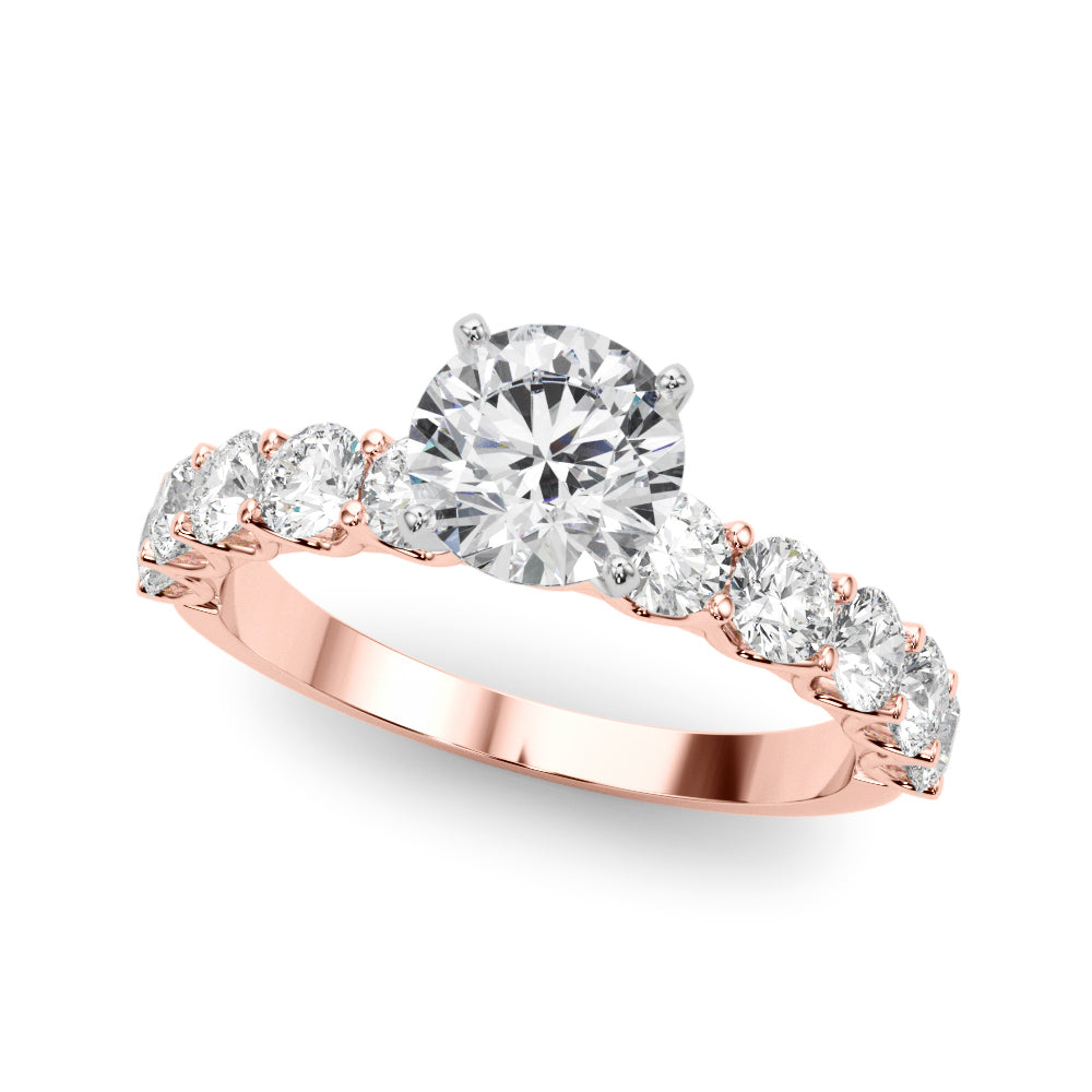Vintage-Inspired 10 Stone Remount Round Diamond Engagement Ring in 10K/14K gold and platinum with certified lab-grown or natural diamonds