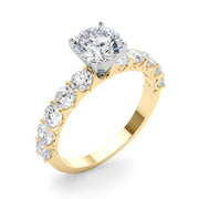 Vintage-Inspired 10 Stone Remount Round Diamond Engagement Ring in 10K/14K gold and platinum with certified lab-grown or natural diamonds