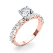 Vintage-Inspired 10 Stone Remount Round Diamond Engagement Ring in 10K/14K gold and platinum with certified lab-grown or natural diamonds