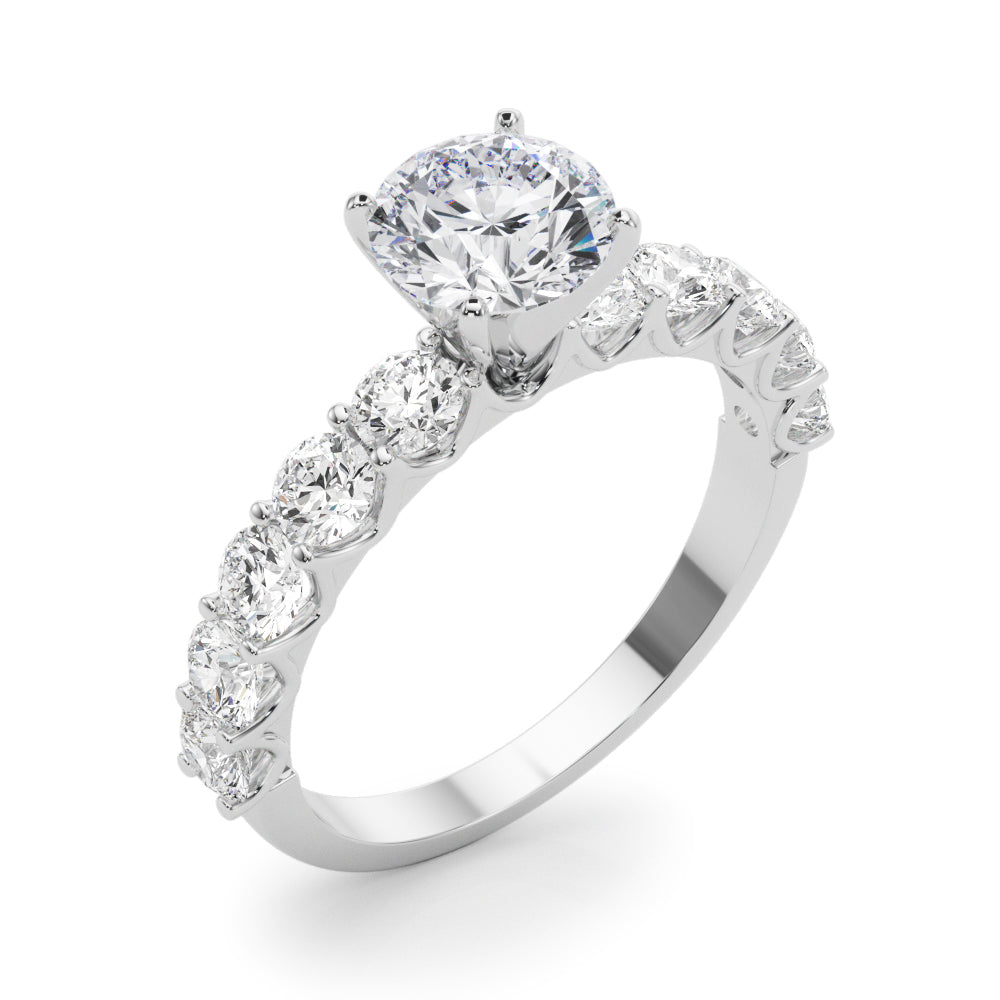 Vintage-Inspired 10 Stone Remount Round Diamond Engagement Ring in 10K/14K gold and platinum with certified lab-grown or natural diamonds