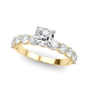 Vintage-Inspired 10 Stone Remount Round Diamond Engagement Ring in 10K/14K gold and platinum with certified lab-grown or natural diamonds