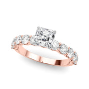 Vintage-Inspired 10 Stone Remount Round Diamond Engagement Ring in 10K/14K gold and platinum with certified lab-grown or natural diamonds