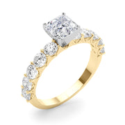 Vintage-Inspired 10 Stone Remount Round Diamond Engagement Ring in 10K/14K gold and platinum with certified lab-grown or natural diamonds