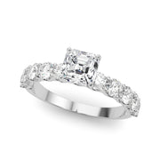 Vintage-Inspired 10 Stone Remount Round Diamond Engagement Ring in 10K/14K gold and platinum with certified lab-grown or natural diamonds