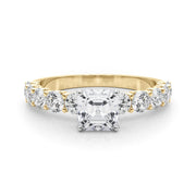Vintage-Inspired 10 Stone Remount Round Diamond Engagement Ring in 10K/14K gold and platinum with certified lab-grown or natural diamonds