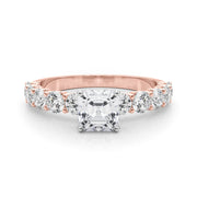 Vintage-Inspired 10 Stone Remount Round Diamond Engagement Ring in 10K/14K gold and platinum with certified lab-grown or natural diamonds