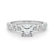 Vintage-Inspired 10 Stone Remount Round Diamond Engagement Ring in 10K/14K gold and platinum with certified lab-grown or natural diamonds