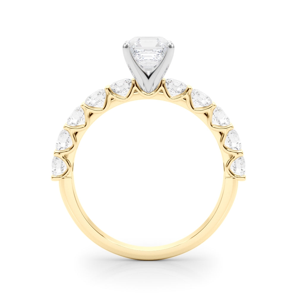 Vintage-Inspired 10 Stone Remount Round Diamond Engagement Ring in 10K/14K gold and platinum with certified lab-grown or natural diamonds