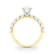 Vintage-Inspired 10 Stone Remount Round Diamond Engagement Ring in 10K/14K gold and platinum with certified lab-grown or natural diamonds
