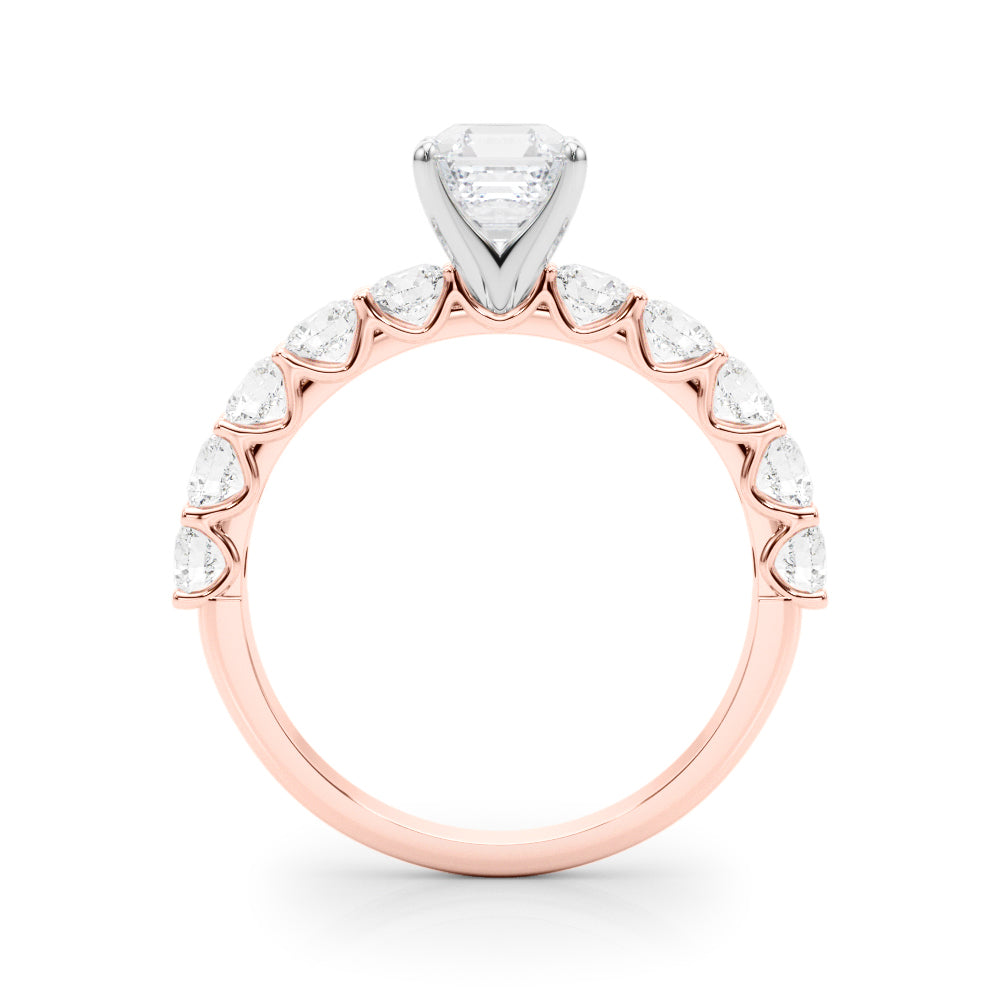 Vintage-Inspired 10 Stone Remount Round Diamond Engagement Ring in 10K/14K gold and platinum with certified lab-grown or natural diamonds