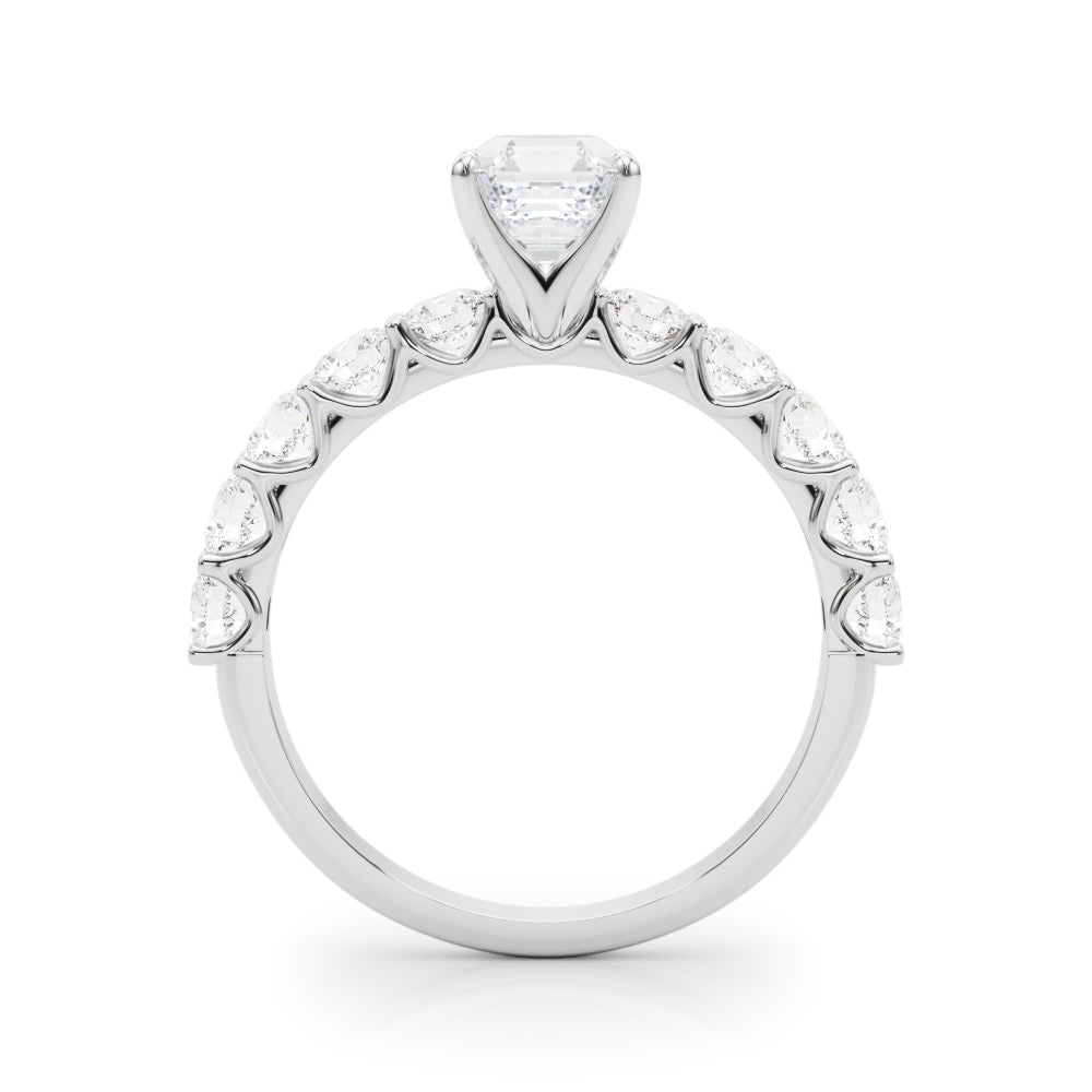 Vintage-Inspired 10 Stone Remount Round Diamond Engagement Ring in 10K/14K gold and platinum with certified lab-grown or natural diamonds