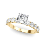 Vintage-Inspired 10 Stone Remount Round Diamond Engagement Ring in 10K/14K gold and platinum with certified lab-grown or natural diamonds