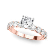 Vintage-Inspired 10 Stone Remount Round Diamond Engagement Ring in 10K/14K gold and platinum with certified lab-grown or natural diamonds