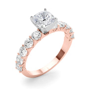 Vintage-Inspired 10 Stone Remount Round Diamond Engagement Ring in 10K/14K gold and platinum with certified lab-grown or natural diamonds