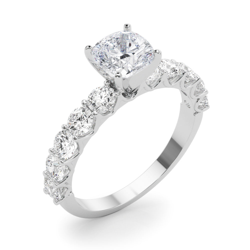 Vintage-Inspired 10 Stone Remount Round Diamond Engagement Ring in 10K/14K gold and platinum with certified lab-grown or natural diamonds